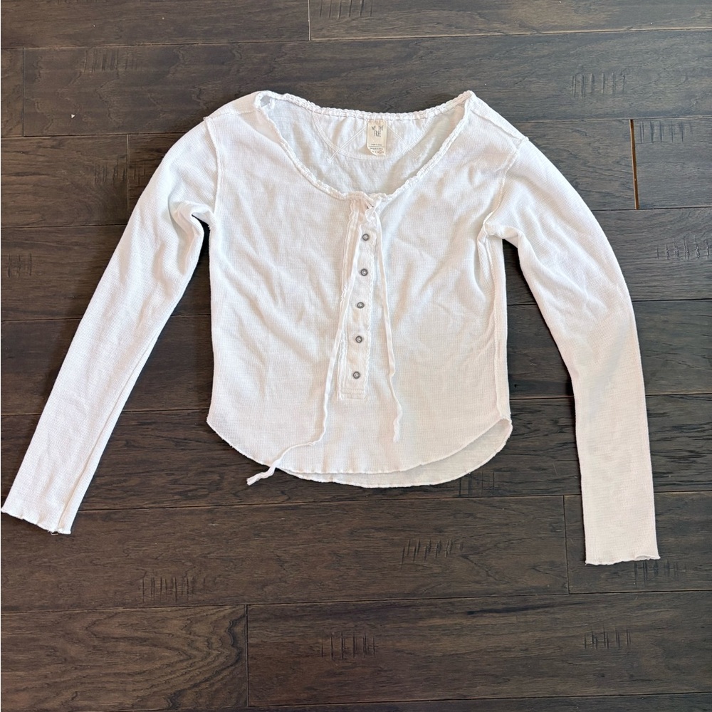 Free People White Button-Up Women Top